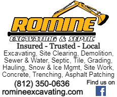 A second 2.406x2 inch Large Contractor Ad for The Republic Columbus, Indiana newspaper for Romine Excavating & Septic
