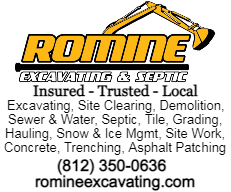 A 2.406x2 inch Large Contractor Ad for The Republic Columbus, Indiana newspaper for Romine Excavating & Septic