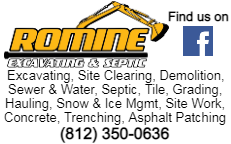 A second 2.406x1.5 inch Small Contractor Ad for The Republic Columbus, Indiana newspaper for Romine Excavating & Septic